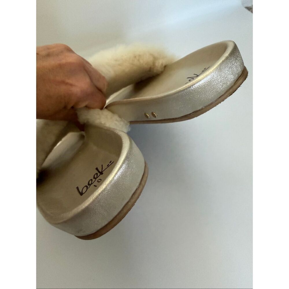 Beek Gallito Shearling Slide in Platinum Size 40/10 Rare Color - Picture 7 of 12